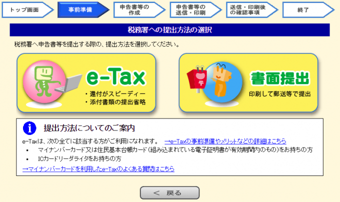 e-Tax、書面提出