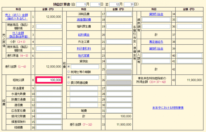 青色申告決算書「租税公課」の入力方法