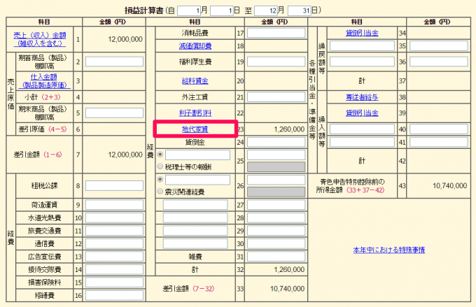 青色申告決算書 地代家賃 の入力方法 はじめての確定申告 青色申告